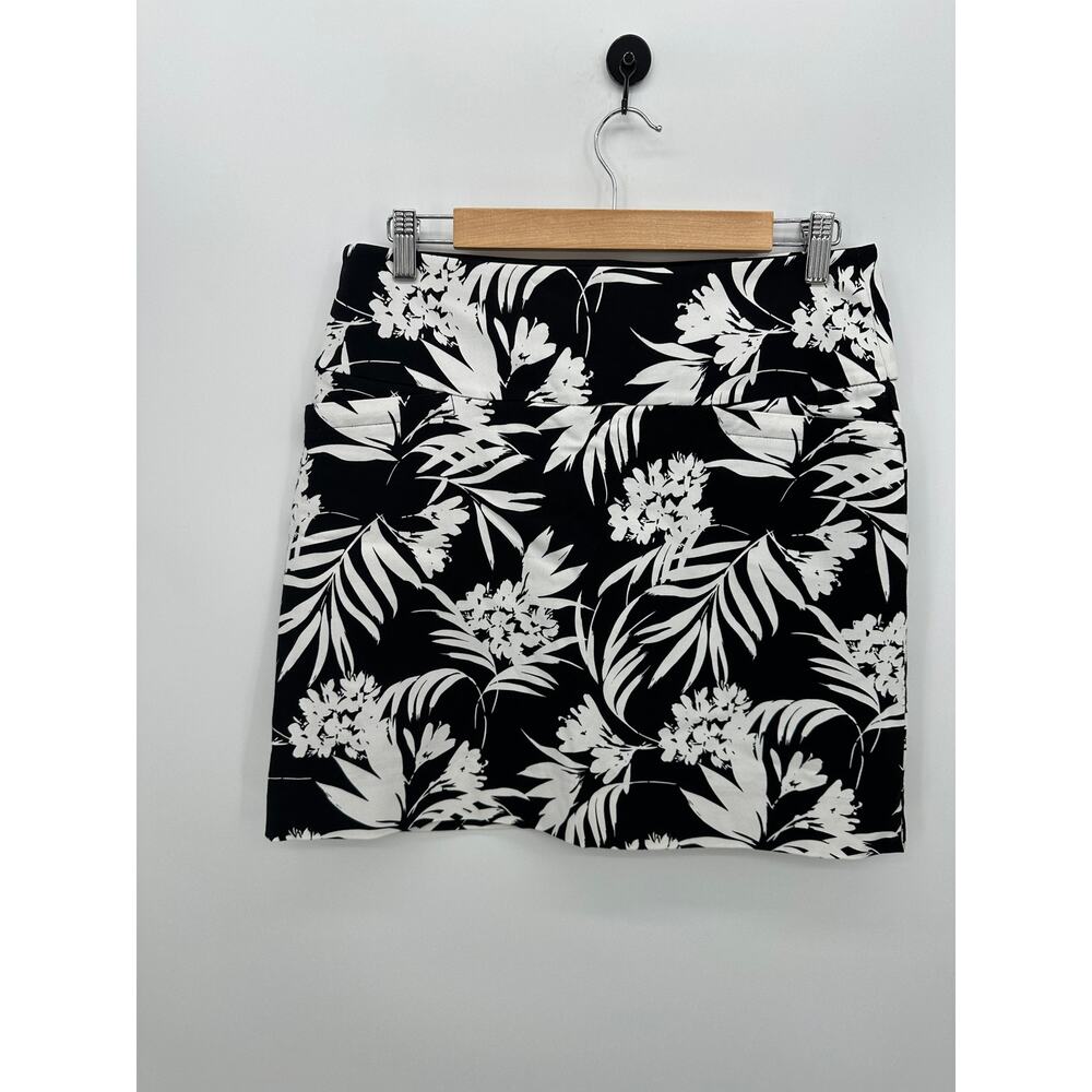 S.C. & Co Womens Black White Tropical Mini Skort Size M Pickleball Golf Tennis